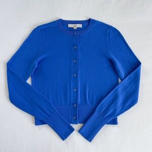 LOFT Modern Crew Neck Cardigan | Royal Blue | XS | NWT